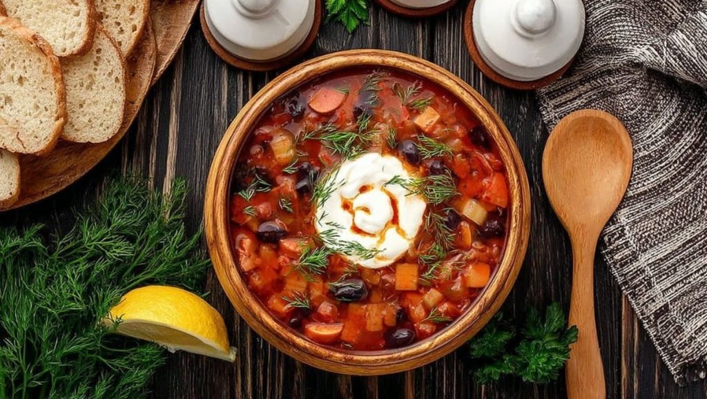 Солянка по-домашньому з маслинами