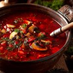Борщ український з грибами