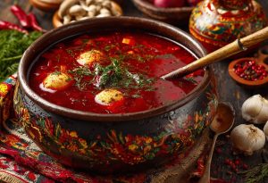 Борщ український з грибами