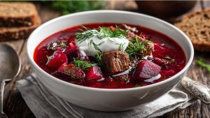 Борщ український з м’ясом та грибами