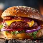 Чізбургер крупним планом з сиром та яловичиною