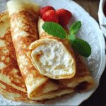 Млинці з сиром на тарілці