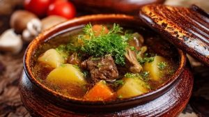 Печеня по-домашньому — рецепт тушкованої картоплі з м’ясом у глиняному горщику