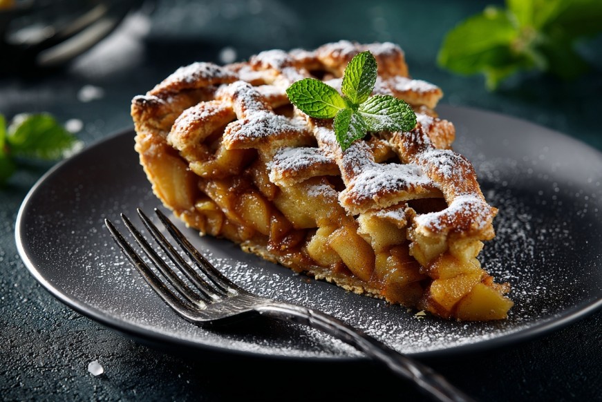 Смачний пиріг яблучний, приготований за домашнім рецептом із соковитою начинкою.