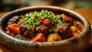 Тушкована картопля з м’ясом