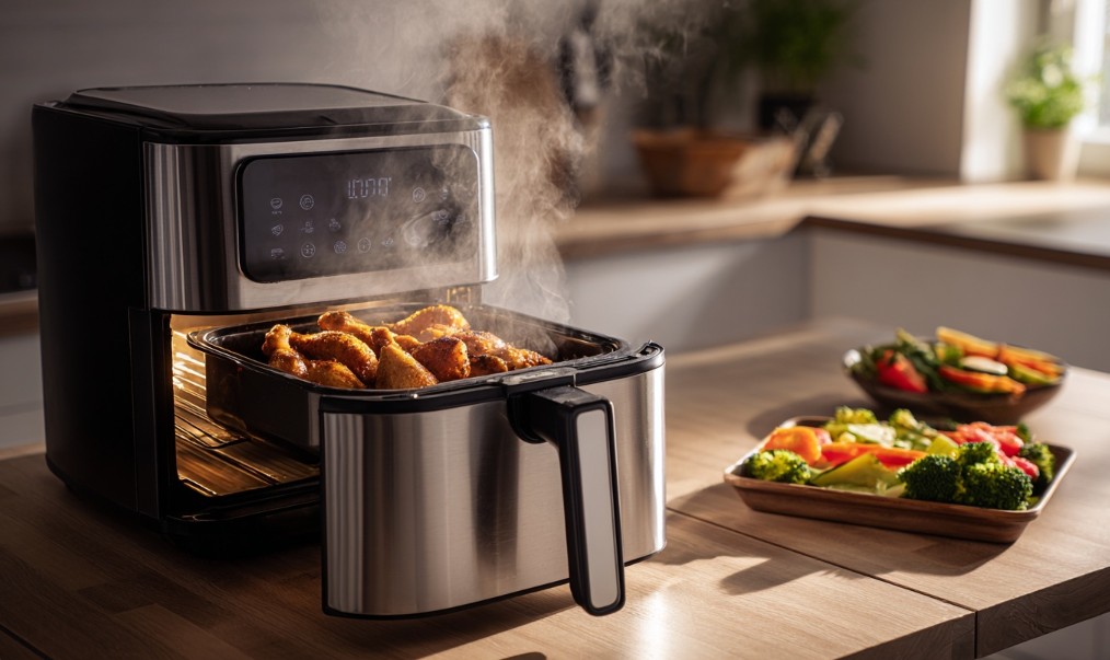 Аерофрайер зазвичай компактний і не займає багато місця на кухні