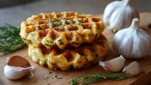 Belgijskie gofry z ziołami i czosnkiem