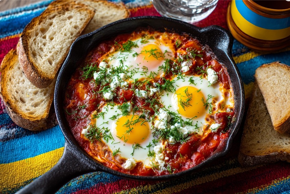 Коли їси шакшуку, кожен шматок хліба вбирає томатний соус, і ситість приходить не раптово, а поступово.