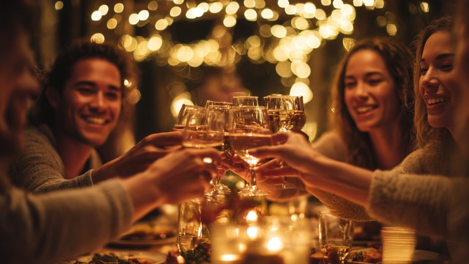 Новий рік у стилі «аперитиву»: кілька простих закусок, багато розмов, ігри, музика.