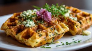 Подавайте вафлі гарячими з соусом або з свіжими овочами