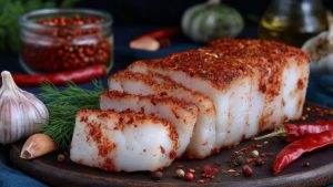 Сало з часником та перцем