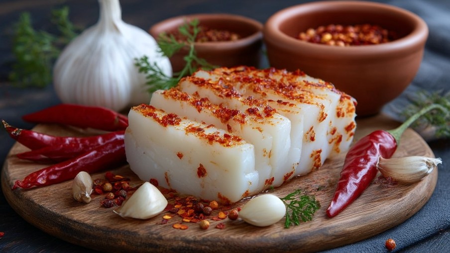 Сало з часником та перцем