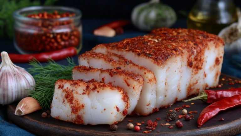 Słonina z czosnkiem i papryką — Przystawki