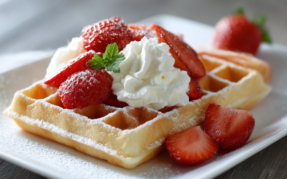бельгійські вафлі з кремом маскарпоне