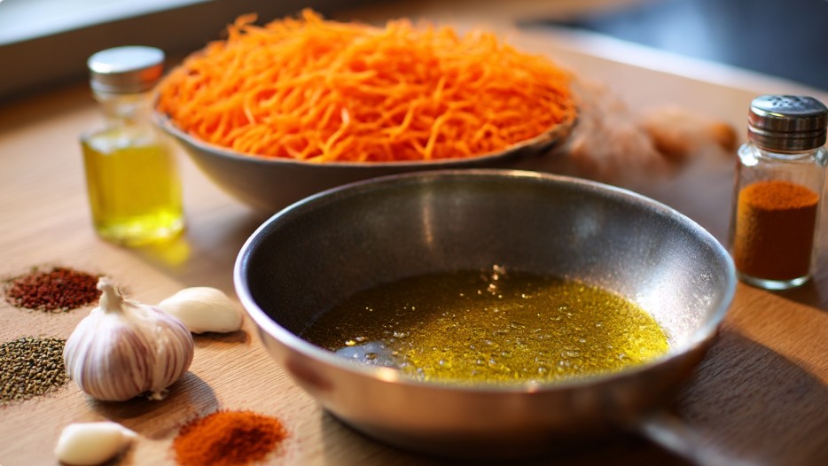 Без гарячої олії, морква по-корейськи — просто салат, а не яскрава закуска.