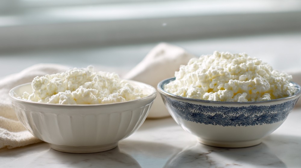 Домашній сир без добавок, природна зернистість