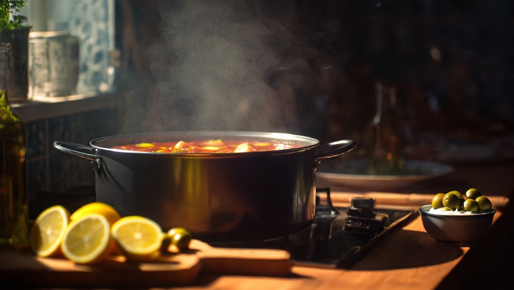 Домашня солянка на плиті з лимоном і сметаною