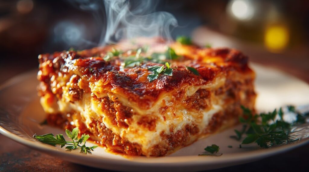 Класична лазанья з соусом бешамель після запікання