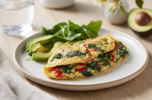 Коли омлет схопиться, зніміть з вогню та дайте відпочити 1-2 хвилини перед подачею.