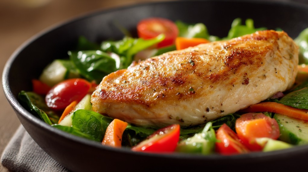 Куряче філе з овочевим салатом для швидкої вечері