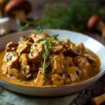 М’ясо в сметанно-грибному соусі