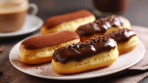 Double Chocolate Eclairs with Cocoa and Chocolate Filling