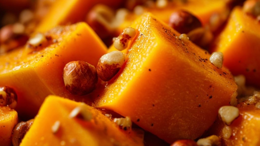 The combination of pumpkin and honey with nuts — an example of simple folk cuisine characteristic of many regions.