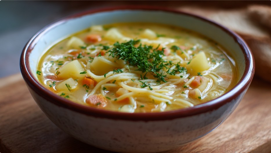 Простий картопляний суп із локшиною