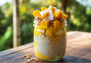 Прикрасьте пудинг ваніллю та зберігайте в холодильнику до подачі.