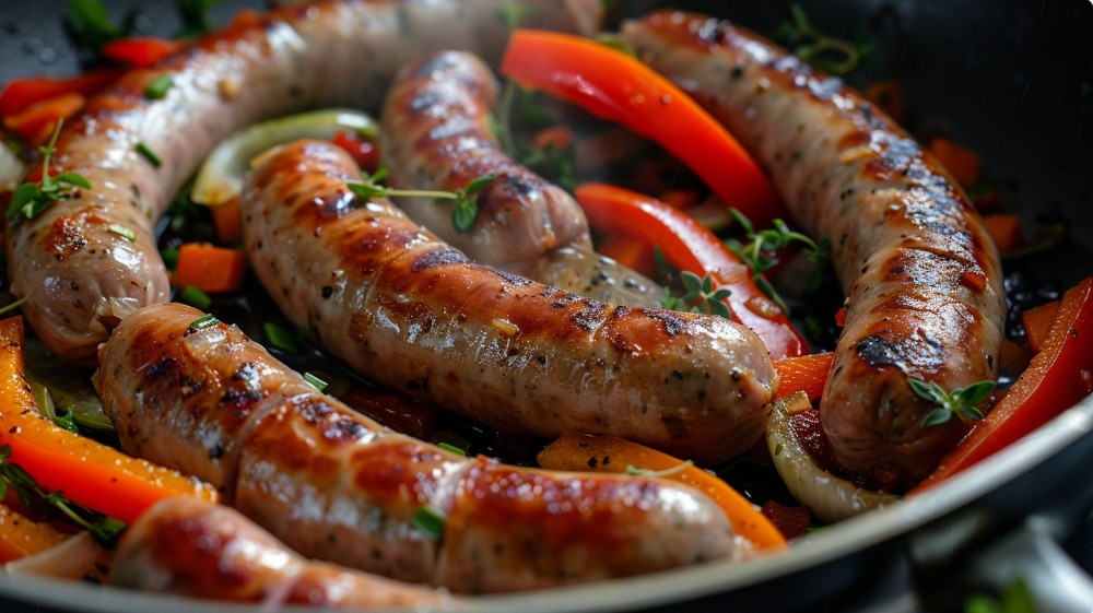 рецепт сосисок з овочами на сковорідці