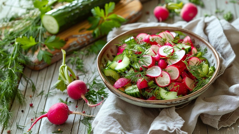 Салат із редиски та огірка рецепт