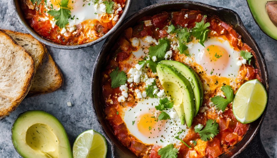 Shakshuka mit Avocado und Limette — eine Variante des gewohnten Gerichts