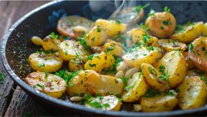 Смажена картопля з часником і зеленню