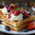 Святкові бельгійські вафлі з кремом маскарпоне