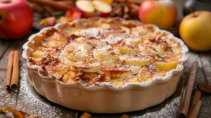 Сирна запіканка з яблуками та корицею