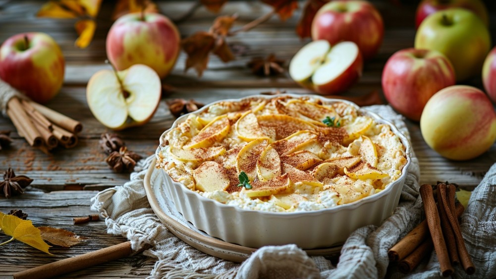 Сирна запіканка з яблуками