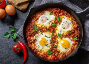 Шакшука з яловичим фаршем по-східному