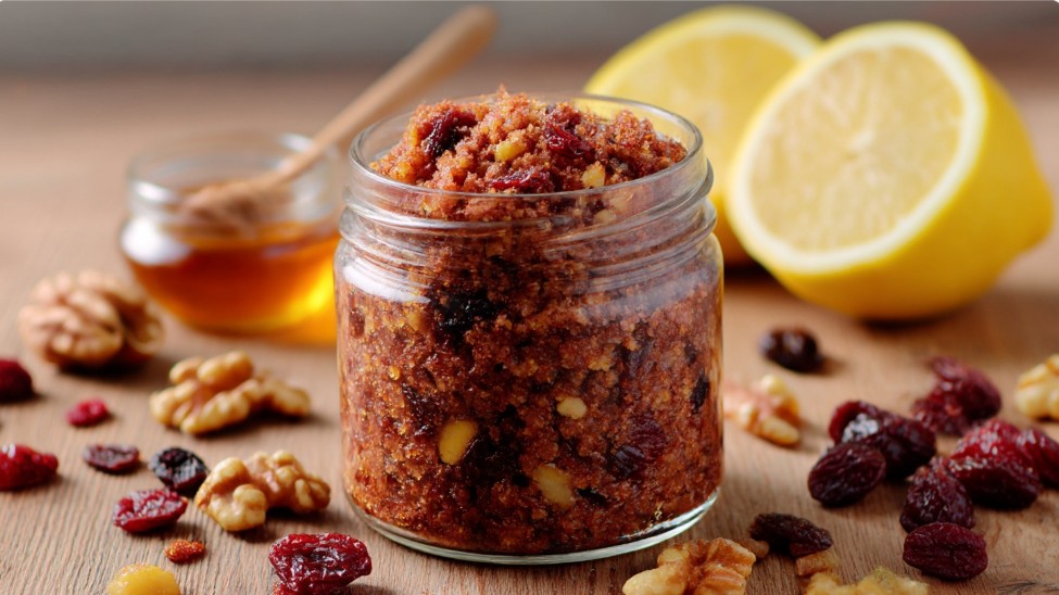 паста із сухофруктів після м’ясорубки текстура крупним планом