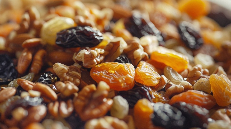 Горіхи та сухофрукти для пасти амосова без лимону крупним планом