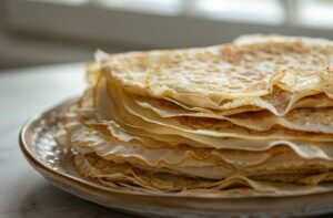 Стопка ідеальних тонких млинців з золотистим підрум’яненням