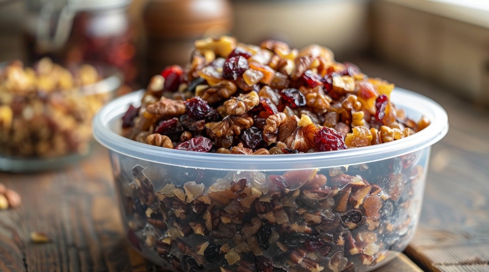 натуральна суміш горіхів і сухофруктів на столі