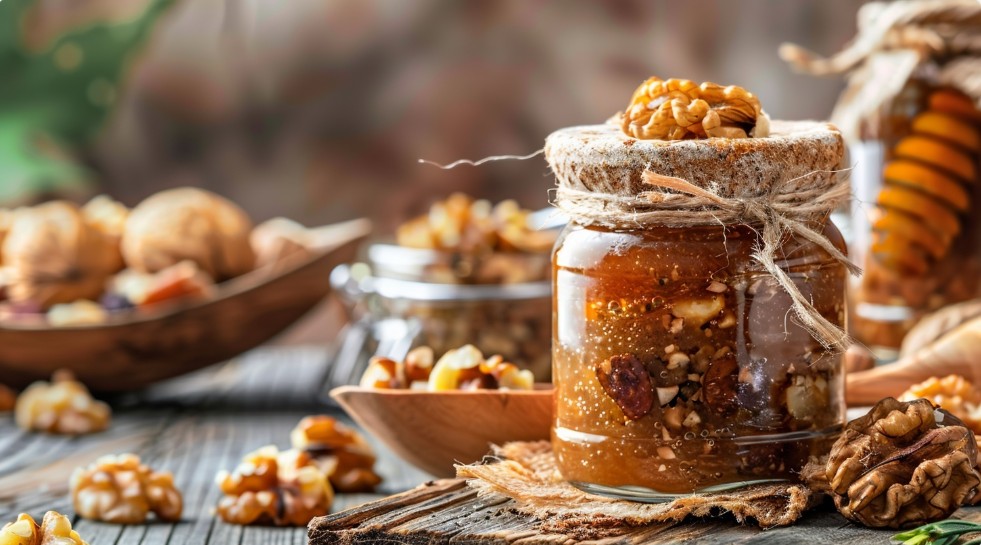 Готова паста Амосова з медом у скляній банці