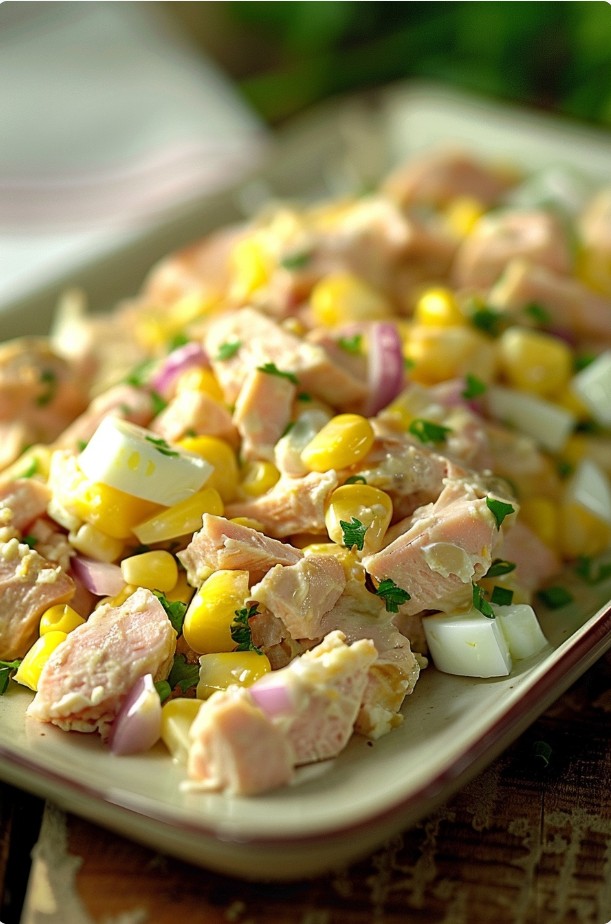 Швидкий салат з тунцем та кукурудзою