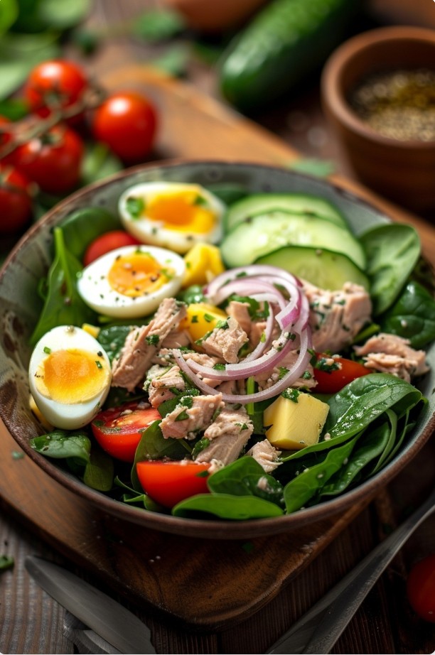 салат з тунцем і шпинатом — збалансована страва