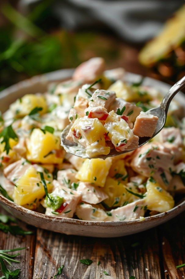 Aromatyczna sałatka z kurczakiem i ananasem