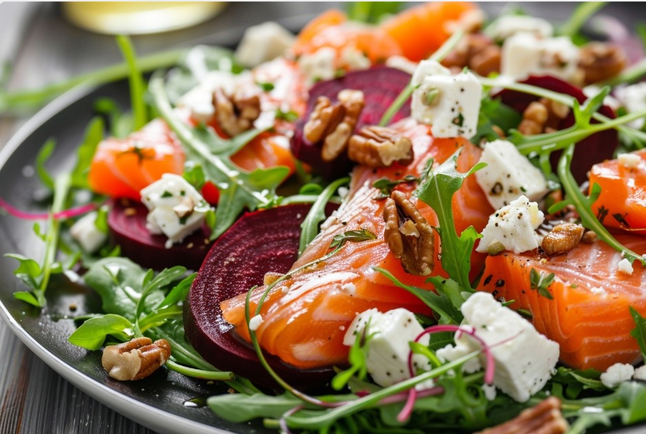 Ароматний салат з лососем і буряком