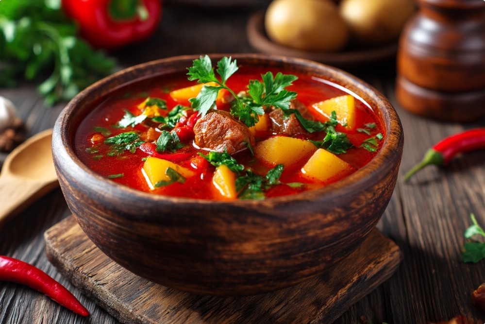 Бограч з картоплею та перцем