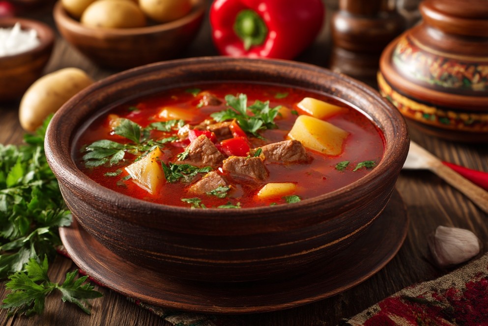 Бограч з картоплею та перцем, ситно та смачно