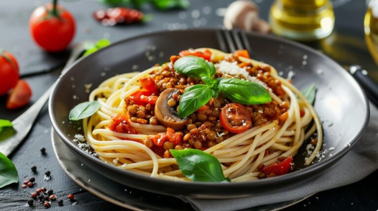 Болоньєзе без м’яса з сочевицею та грибами — Паста