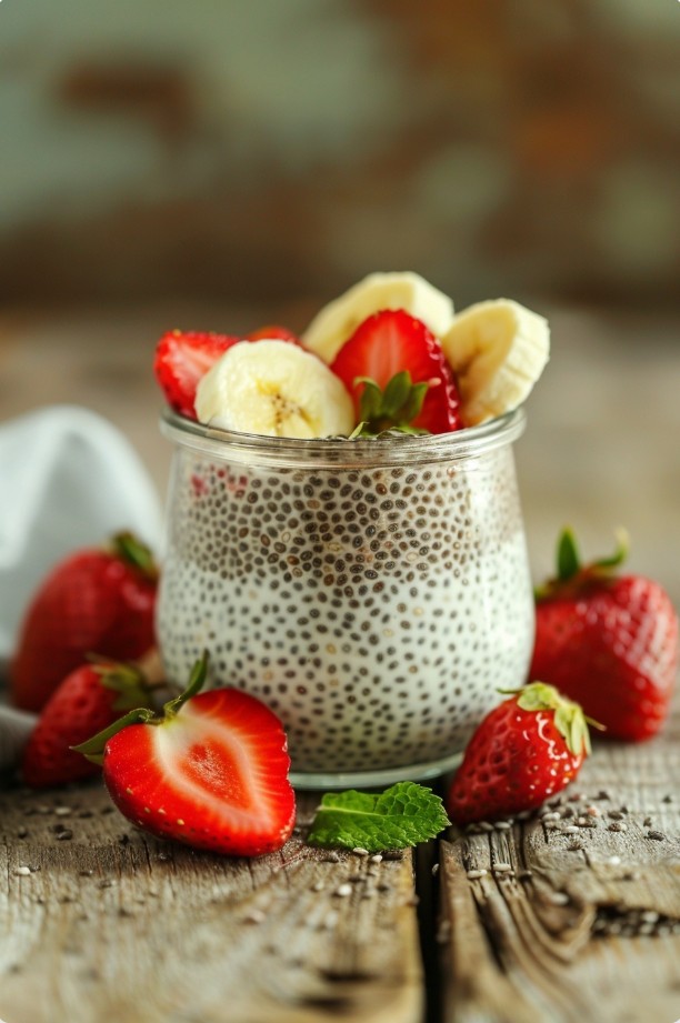 Чіа-пудинг з ягодами і бананом